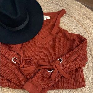 Over the shoulder knit sweater